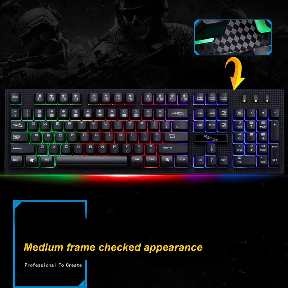 G20 USB Wired Mechanical Keyboard Suspended with led RGB Colorful Backlight Gaming Keyboard Waterproof For PC Computer Gamer