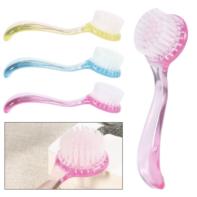 Nail Art UV Gel Powder Dust Clean Remover Brush Round Head with Plastic Handle Nail Care Make Up Washing Brush