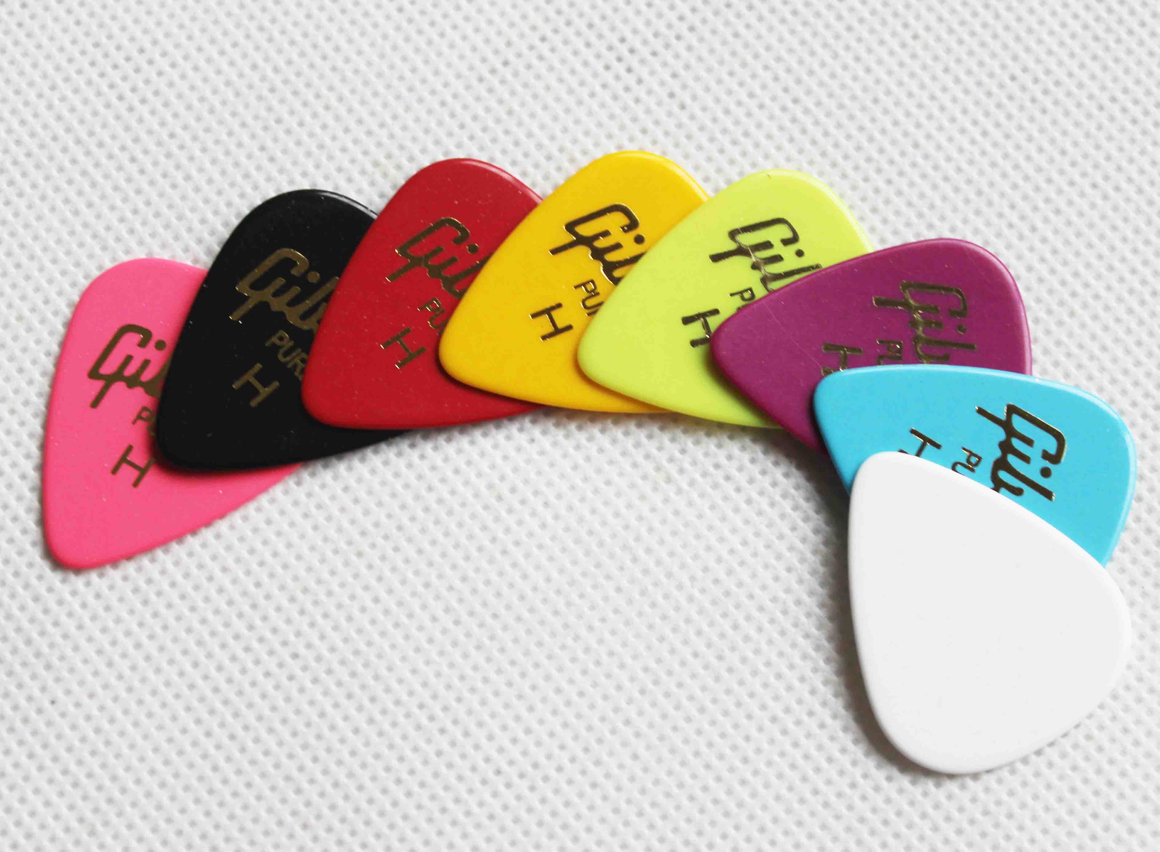 Kleurrijke celluloid plectrums met gold logo afdrukken, Picks Plectrums voor akoestische, klassieke en elektrische gitaren