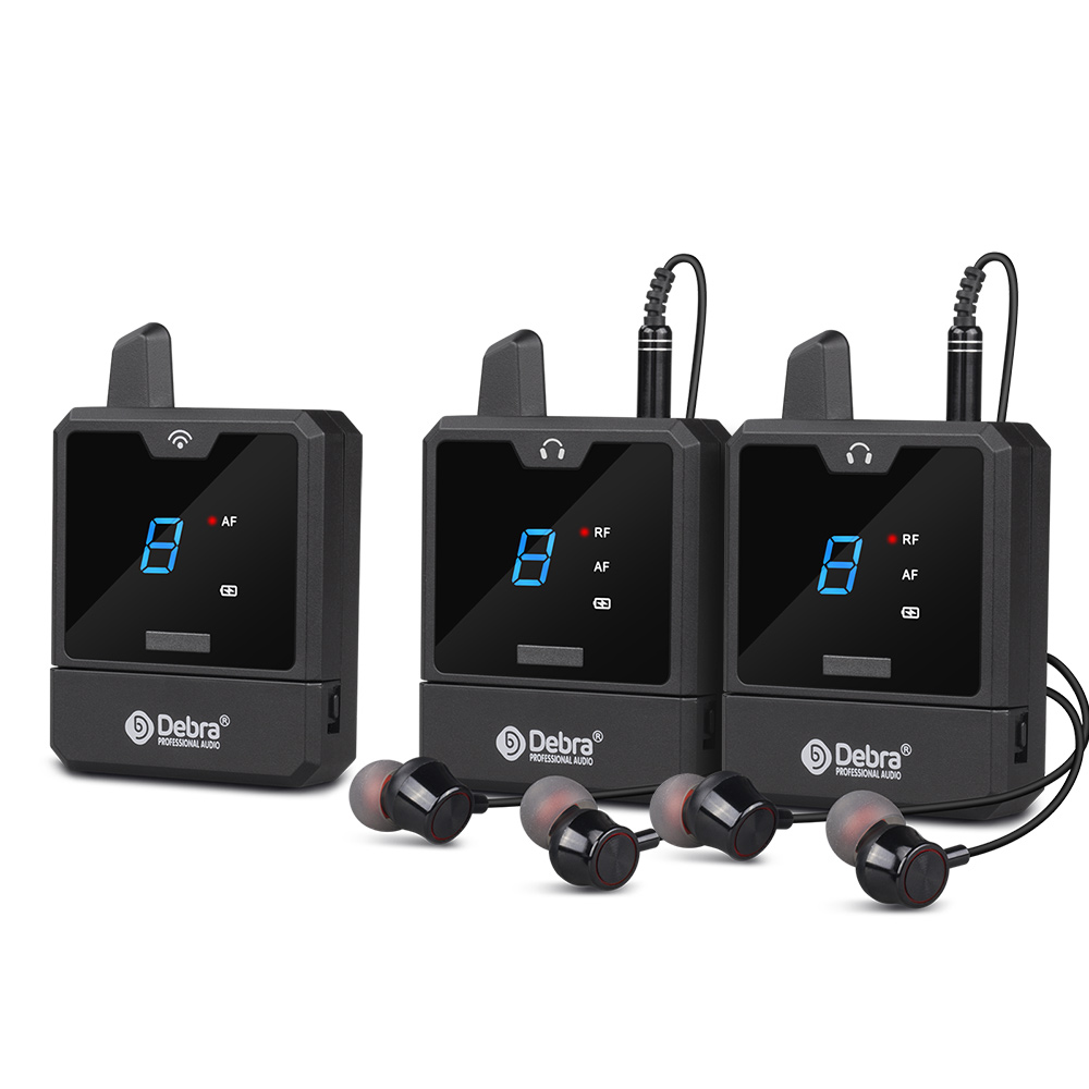 Debra Audio IEM Er-Mini sistema de Monitor intrauditivo inalámbrico portátil Li-on recargable para monitoreo de escenario de Audio: Negro