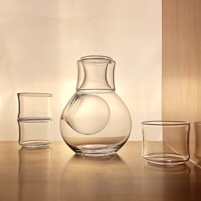 Creatieve Japanse Glas Wijn Set Hamster Nest Sake Set Decanter Crystal Wijn Warmer Glas Helder Wijn Pot Whisky Fles Bar: 1 Round Pot 4cup