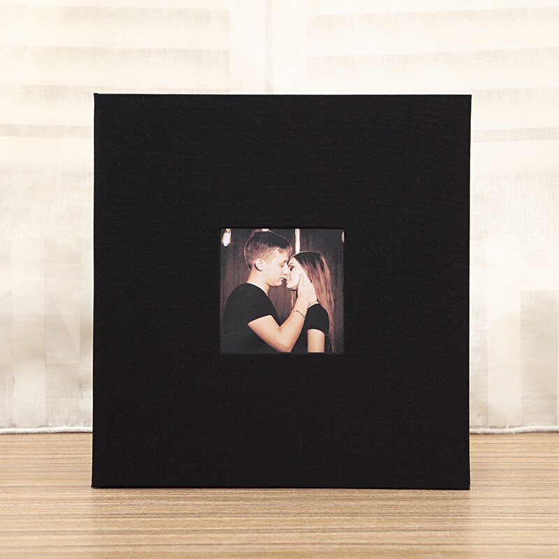 Diy linnen fotoalbum plakfolie handgemaakt plakboek zelfklevend trouwalbum geheugenfoto-opslag minnaar s 20 pagina's: Zwart