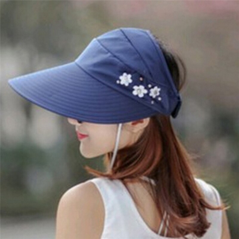 1 Uds gorro femenino de protección UV, sombreros de sol de verano para mujer, gorra con visera perlada y visera grande con visera ancha, sombrero de playa