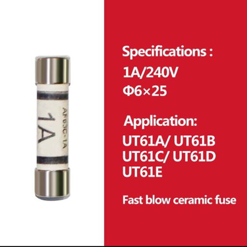 UNI-T Cartridge Fuse Fast Acting Fuse Porcelain Tube For Uni-t Multimeter UT61 UT139 UT890 UT39 UT105 UT171 Series.: 1A 240V