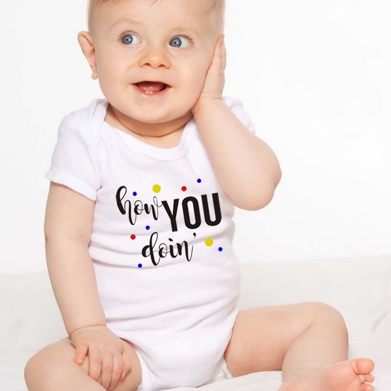 Summer Baby Boys Girls Bodysuits 0-24Months Kids Jumpsuits Summer Children Boys Girls Clothes How You Doin Letters Print Onesie