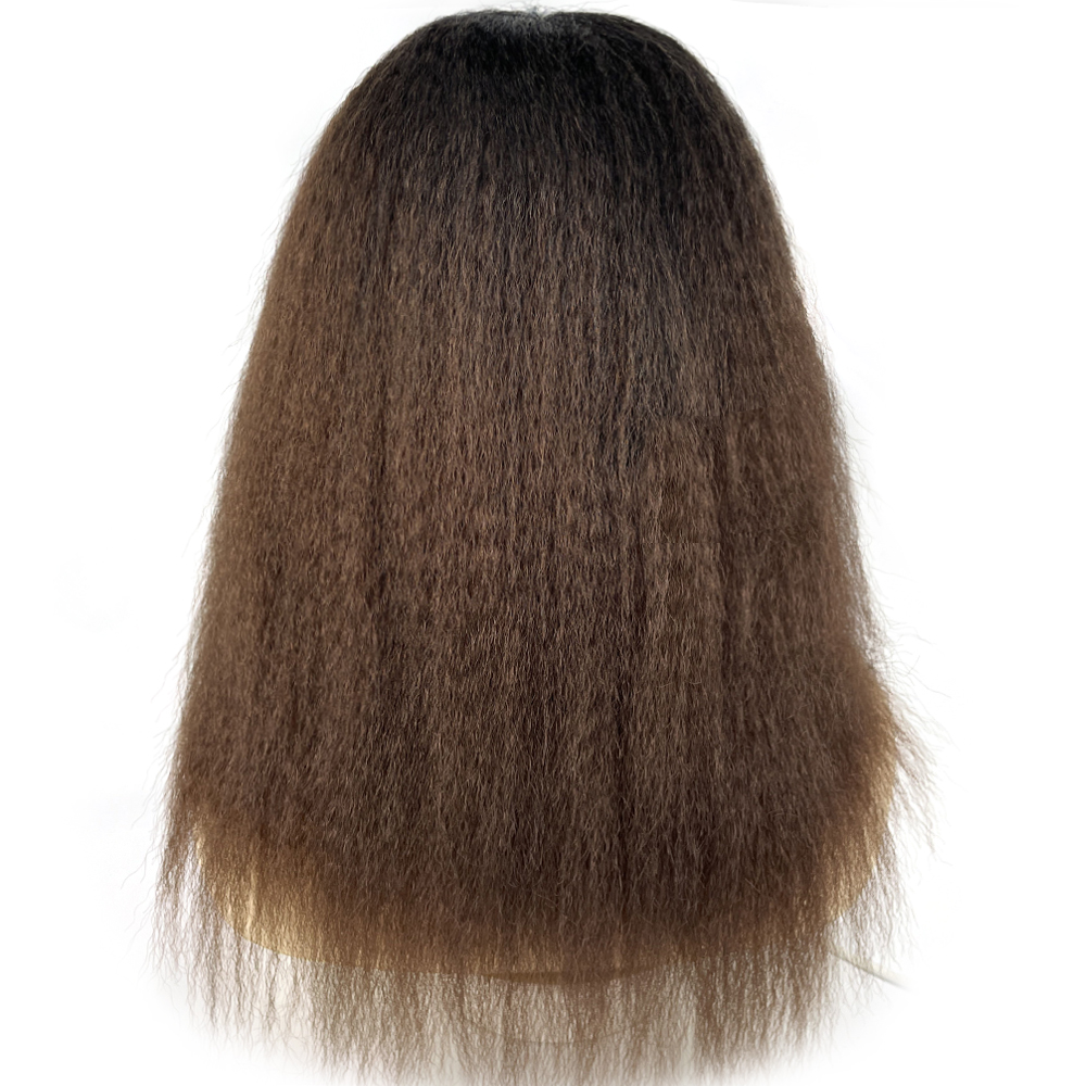 Syntetyczna peruka Yaki Straight Brown ( # 4) Peruki dla afrykańskich kobiet codziennego użytku Naturalne puszyste długie włosy