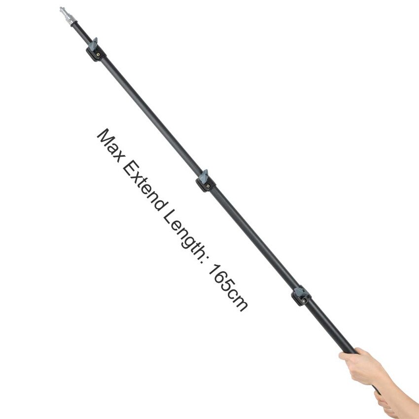 Foto pieghevole 180cm supporto leggero 70.86in treppiede pieghevole portatile in metallo braccio a 4 sezioni braccio per Studio Flash Light carico 3KG