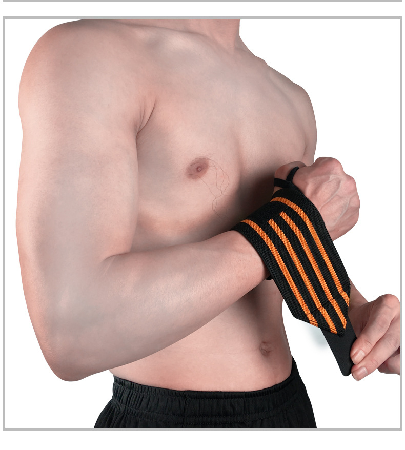 1Pcs Adjustable Wristband Elastic Wrist Wraps Bandages for Weightlifting Powerlifting Breathable Wrist Support 4colors: Black with Orange / Left