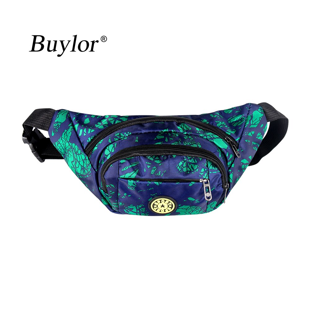 Buylor fanny pack menn belte bag vanntett midje pakker banan bryst rumpe bag kvinner glidelås lommebok veske reise sykkel fotturer: Grønn