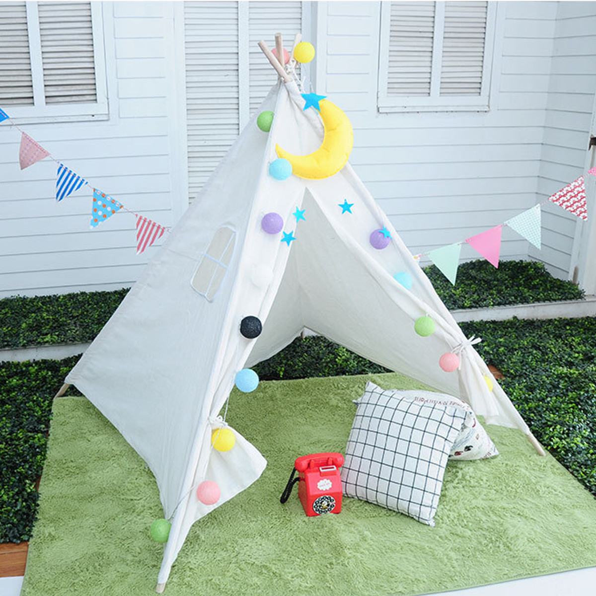 Children's Tent Teepee Playhouse For Kids Portable Infantil House For Children Cabana Kids Tents Decoration Carpet Newborn Photo