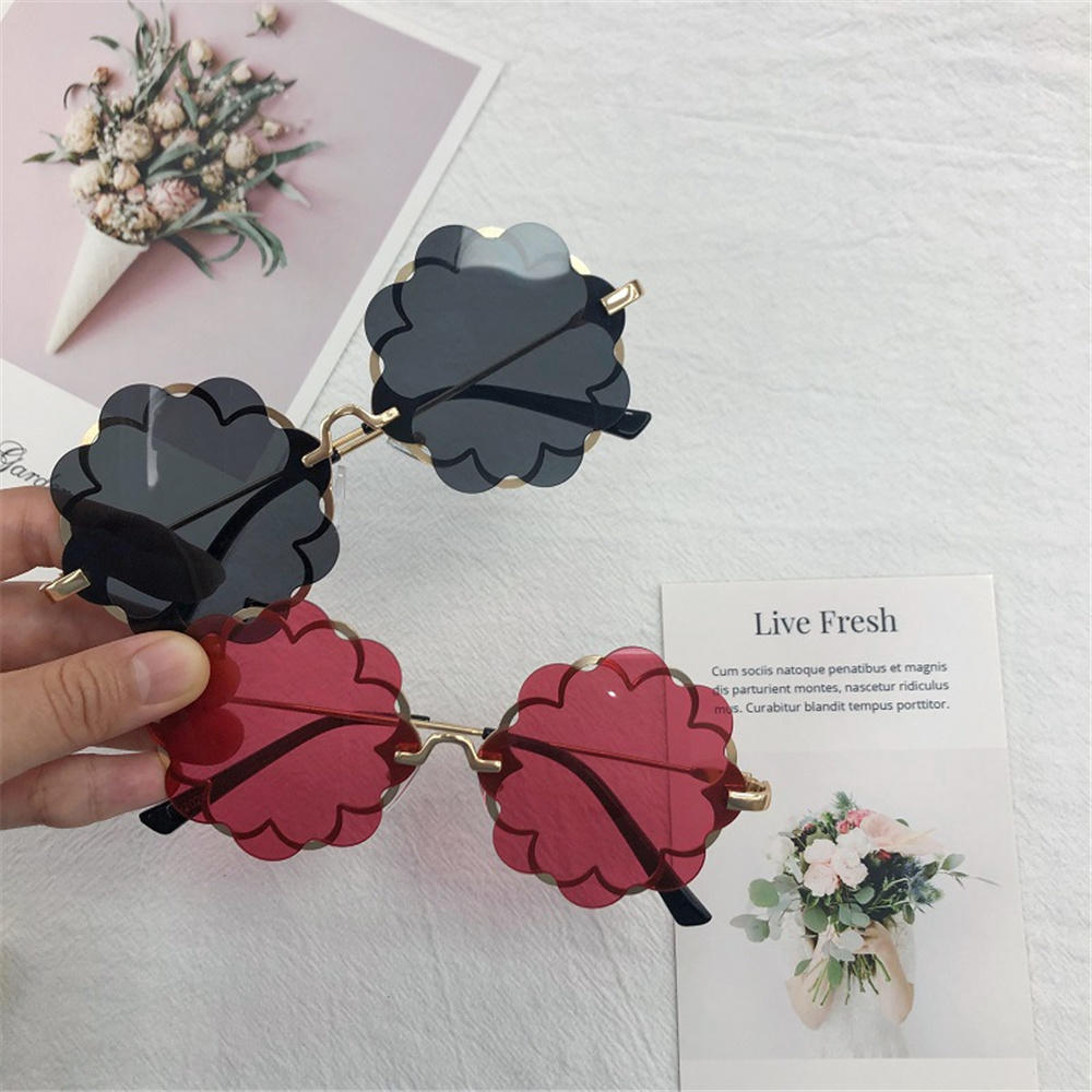 Kids Rimless Sunglasses Flower Frame Girls Sun Glasses Glasses Children Outdoor Goggles Cute Style Party Eyewear