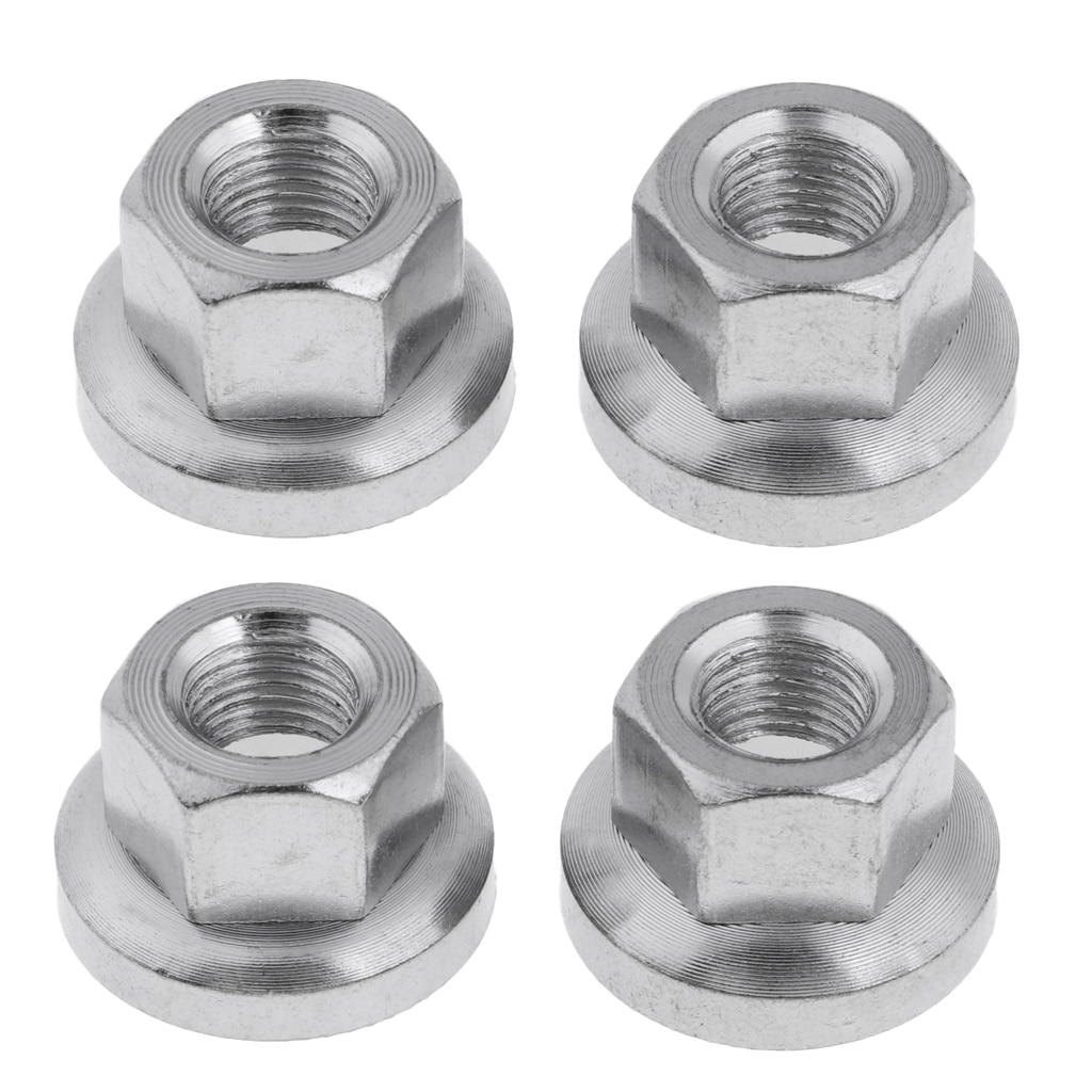 Pack 4 Stainless Steel Universal Bike Bicycle Rear Wheel Hub Axle Nut Large Flange - 9mm