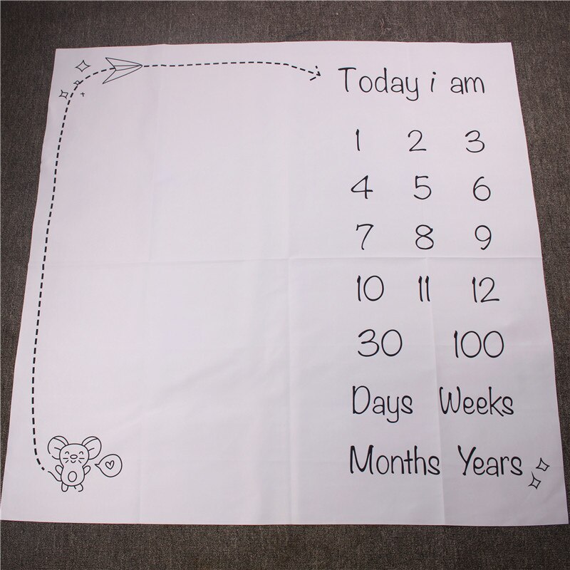 0-12 Month Cartoon Pattern Infant Baby Milestone Photo Props Background Blankets Play Mats Backdrop fotografia bebê blacket: little mouse