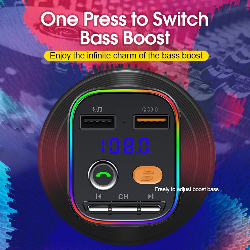 Cden Bluetooth 5.0 Aux Ontvanger Auto MP3 Speler Fm-zender Dual Usb Autolader Usb Flash Drive/Tf Card lossless Muziek Spelen