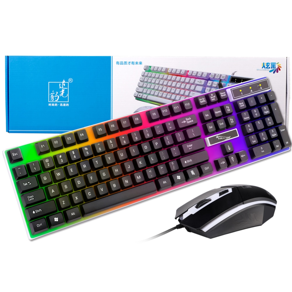 Tastatur Maus einstellen Spielen/Officing Speichern Leucht Regenbogen LED Verdrahtete USB Tastatur Für Laptop/Schreibtisch/ PS4 /Xbox eine 360