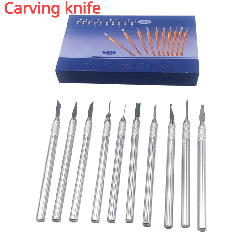 Miniature Carving Knife 10 Pcs Engraving Tools Seal Cutting Art Set Graver Kit DIY Jewelry Making Wax Mold Wood and Wax Carving: WHITE