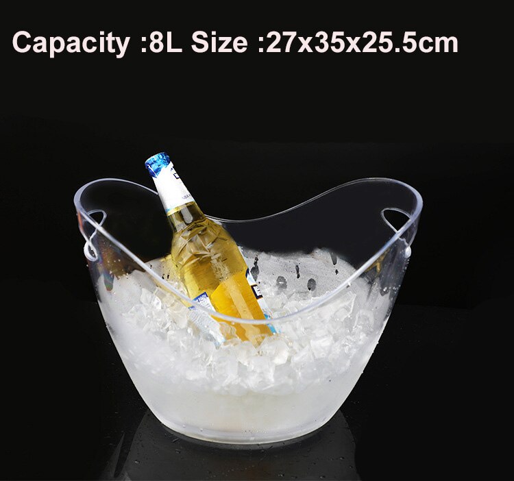 Ijsemmer Clear Acryl 4L 8L Ijsemmer Trays Goede Voor Tot 2 Wijn Of Champagne Flessen Koeler Emmer: 8L