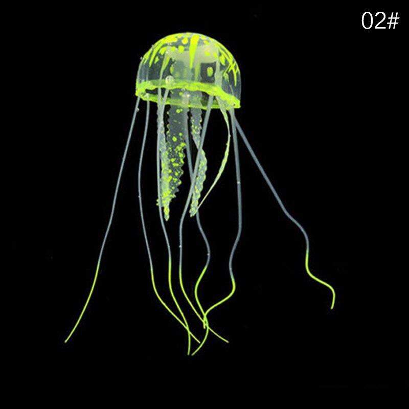 Méduses fluorescentes de Simulation d&#39;aquarium, accessoires de paysage de méduses d&#39;aquarium, ornements de méduses multicolores en option: yellow
