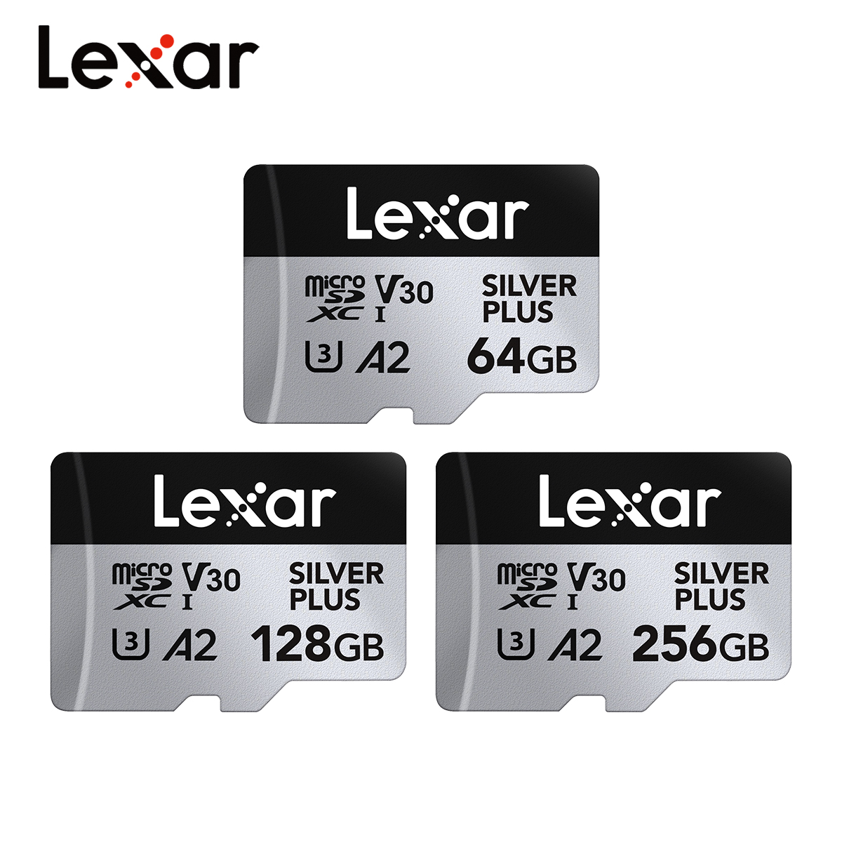 Oryginalna karta Lexar Professional Micro SD SILVER PLUS MicroSDXC 256GB 128GB 64GB V30 A2 Odczyt 205MB/s Karta pamięci TF do 4K