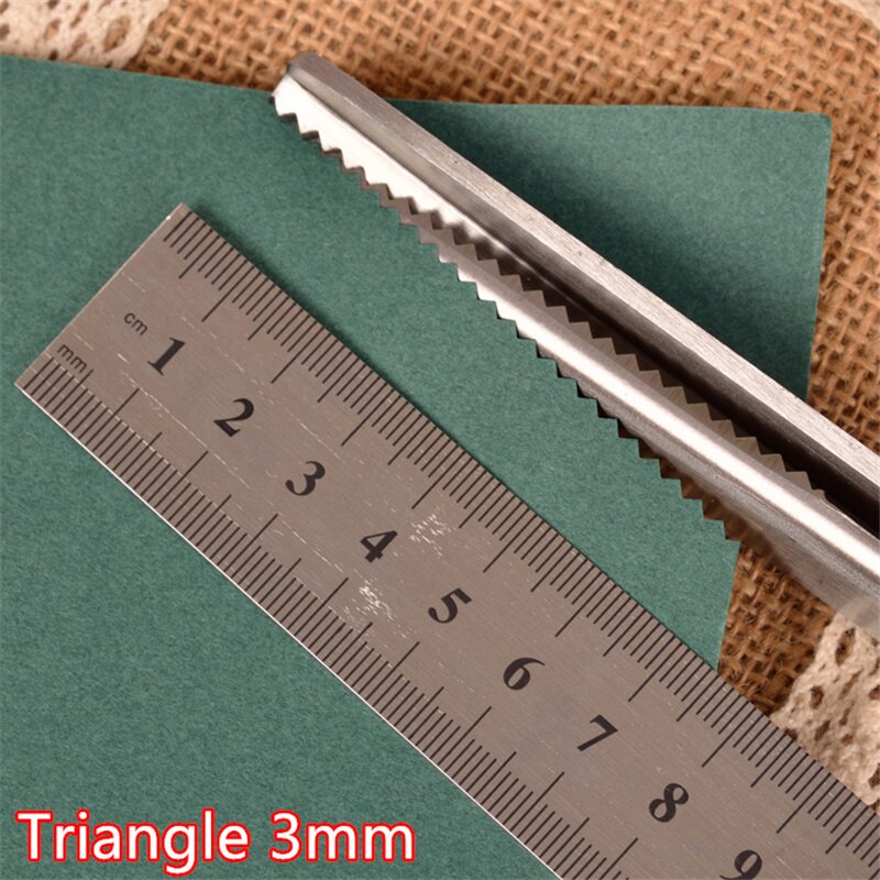 23.5cm lyserøde sakse håndtaget kant rustfri zag saks zig stål håndværk dekorativt syværktøj kjolesyet stof: Trekant 3mm