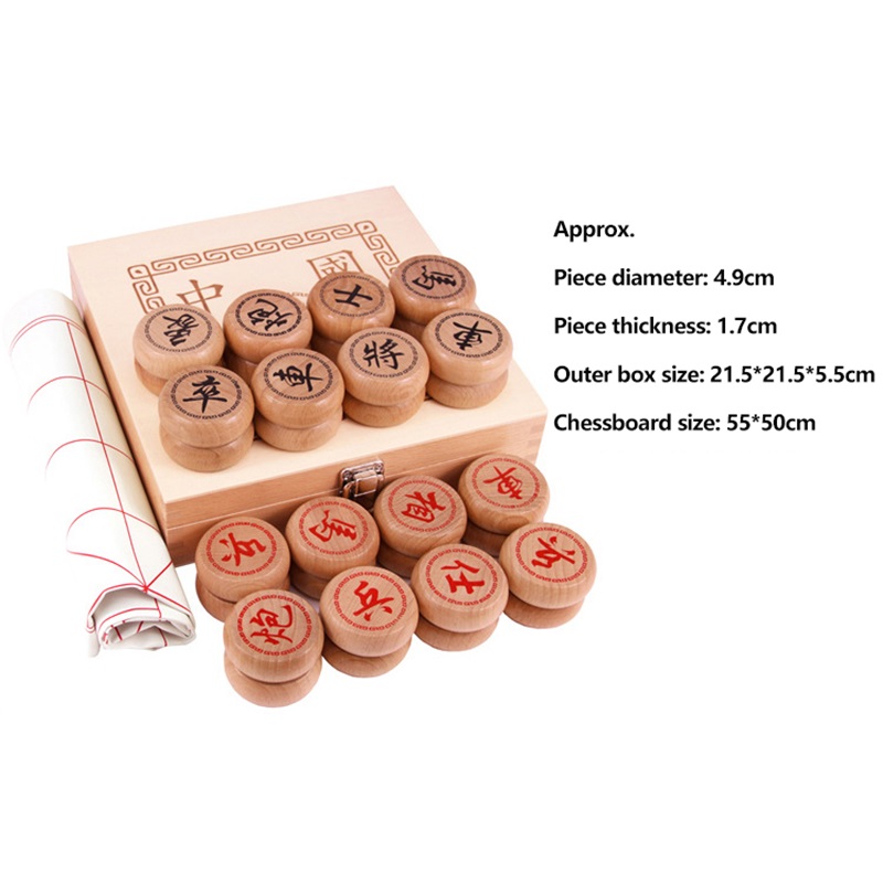 High-End Houten Chinees Schaken Grote Stukken-Xiangqi Familie Reizen Board Game Set Met Pu Lederen Dambord Voor 2 Spelers: 4.9 with wooden box