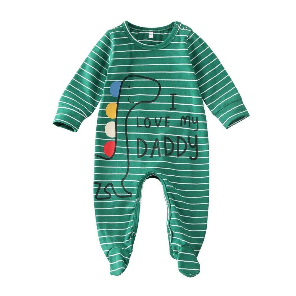 Newest Newborn Infant Baby Boy Girl Footies Long Sleeve Jumpsuit Clothes Outfit Dinosaur Elephant Printed Footies 0-6M: Green / 3M