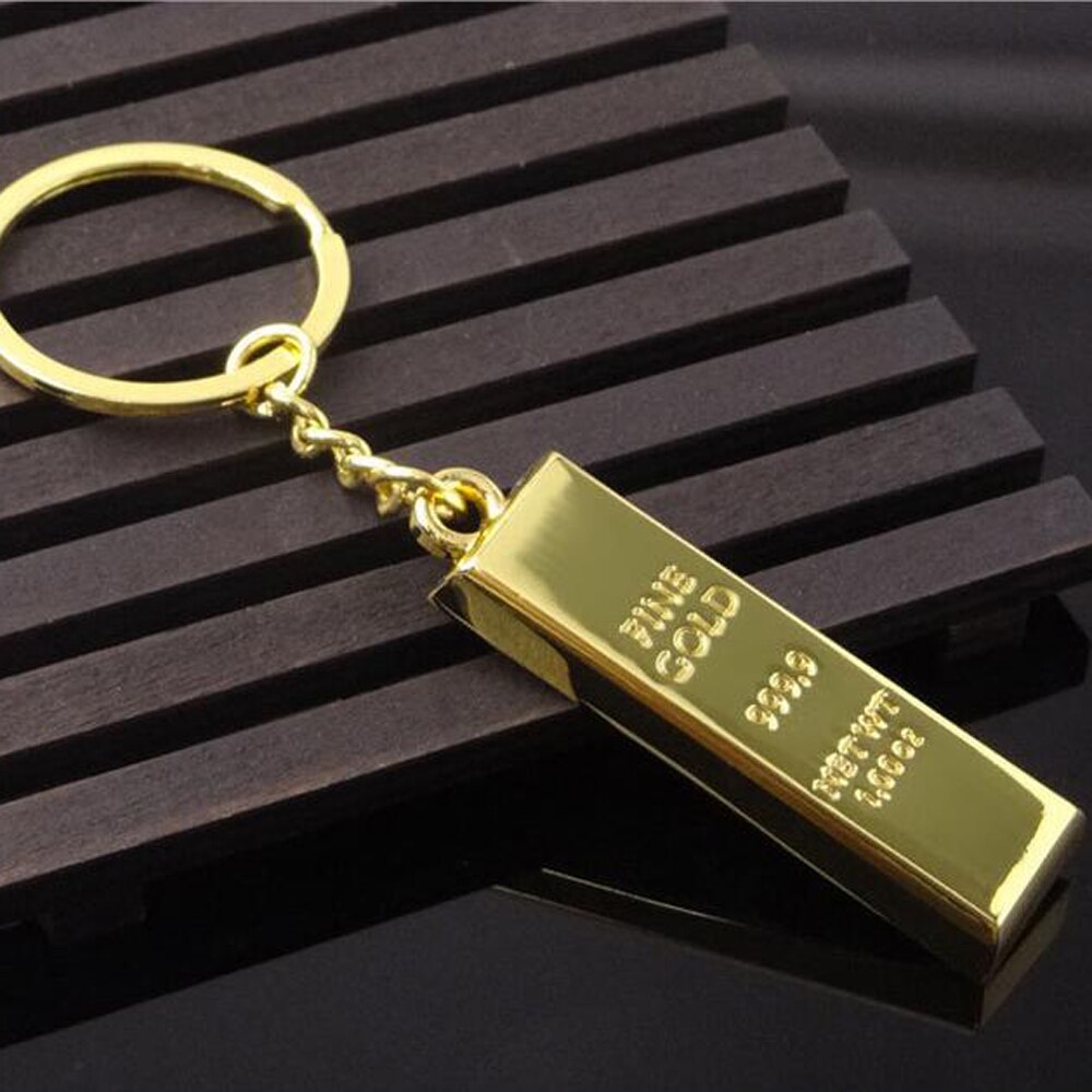 Car Keychain Gold Bar Key Rings Decoration for Mitsubishi Pajero Land Rover freelander Mazda 626 Chrysler 200 Key Chain