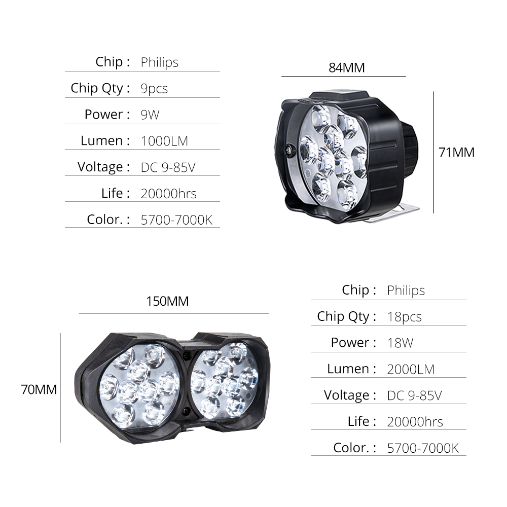 VooVoo, accesorios Led para vehículo, para motocicleta eléctrica, faro delantero para coche, Lámpara de trabajo, 6500K, accesorios eléctricos para bicicleta todoterreno