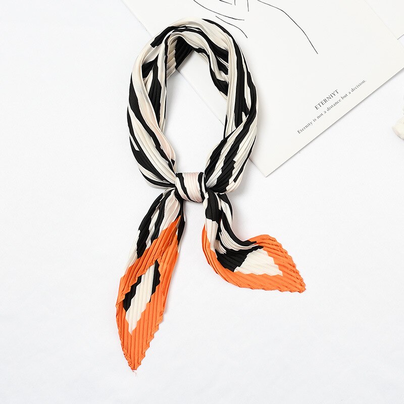 Zebra Print Kleine Zijden Hoofd Sjaal Vrouwen Bandana Krinkel Zachte Zomer Das Decoratie [3961]: Oranje