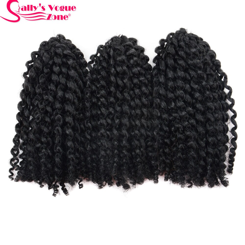 3pcs/set 8Inch Sallyhair Synthetic Marley Braids Crochet Braid Hair Ombre Black Dark Brown Jumbo Braiding Hair Extensions