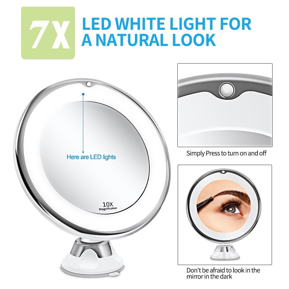 360 Degree 10X Folding Mirror Rotating Makeup Mirror My Flexible Mirror Magnifying Vanity Mirror: type 3 7x