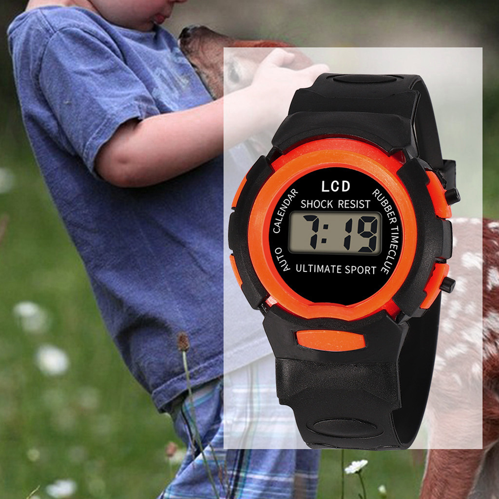 Children Girls Analog Digital Sport LED Electronic Waterproof Wrist Watch