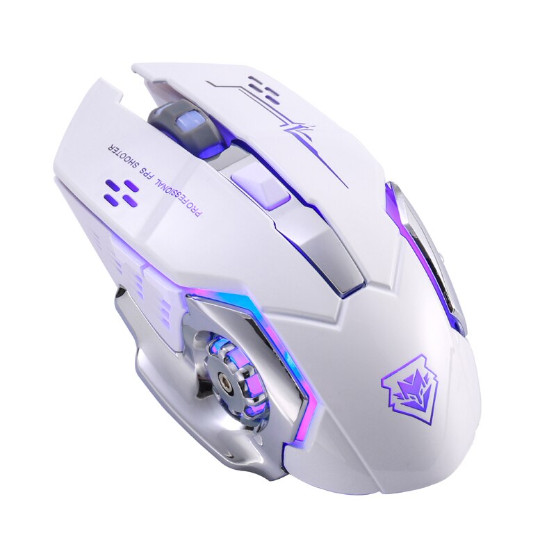 2.4Ghz Wireless Optical Computer X8 Mouse Wireless Charging Game Mouse Mute Luminous Mechanical for Gamer PC: White