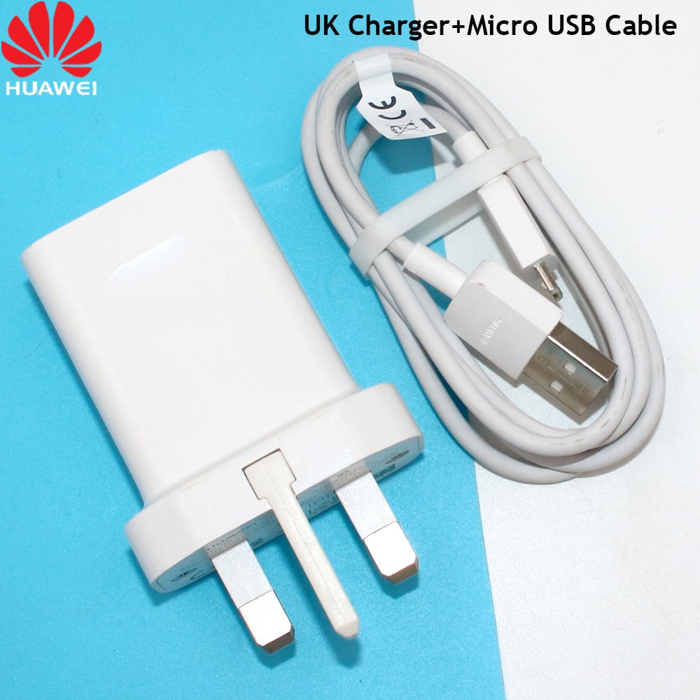 Caricabatterie originale Huawei 5V/2A 10W adattatore spina UK 100M cavo Micro USB per P6 P7 P8 Mate 9 lite Honor 8 Lite 8X Nova 3i 2i y9 y7