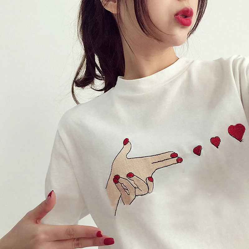 Kvinder sports skjorte finger hjerte fitness t-shirts sommer toppe t-shirts korte ærmer o-hals løbetræning træning øvelse t-shirt