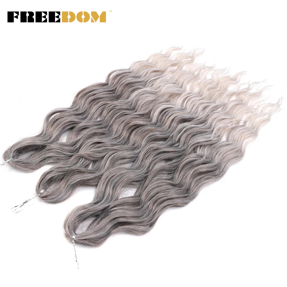 Syntetiske løse dybe bølger fletninger med hårextensions 24 cm dyb krøllet twist hæklet fletning med ombre blond brunt anna hår: #12