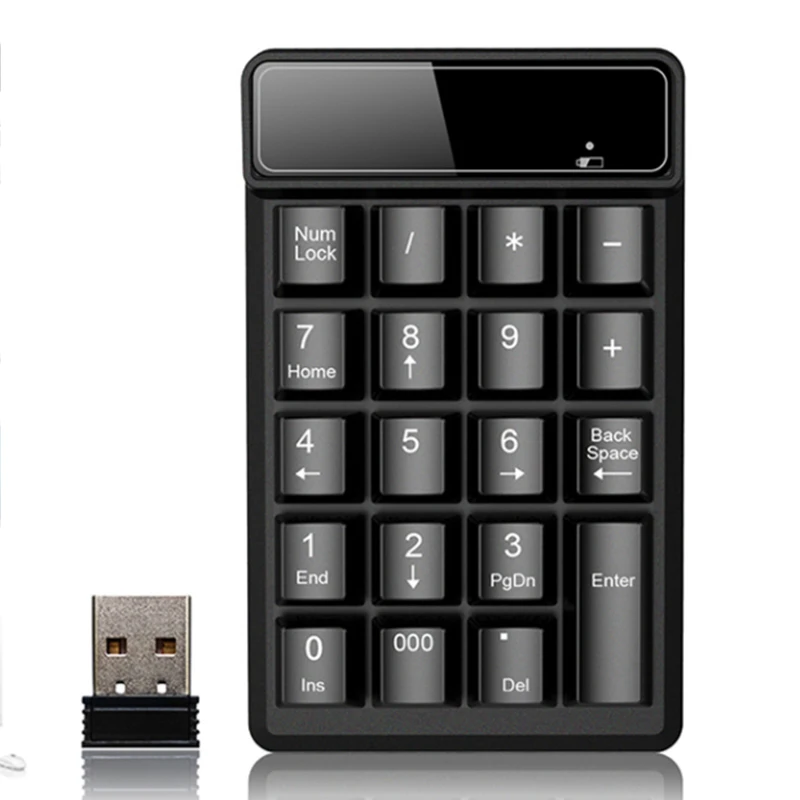 2.4G Draadloos Numeriek Toetsenbord Mechanisch Gevoel 19-toetsen Numpad-toetsen Nummer bedraad Digitaal Toetsenbord Voor PC Boekhoudingstaken Toetsenbord: Black