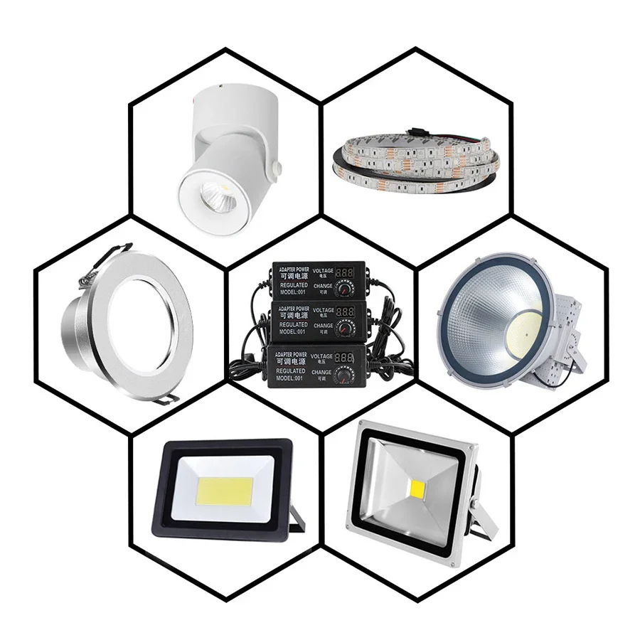 Adjustable Power Supply Adapter AC To DC 3V 12V 3V 24V 9V 24V with Display Screen Voltage Universal Power Adapter