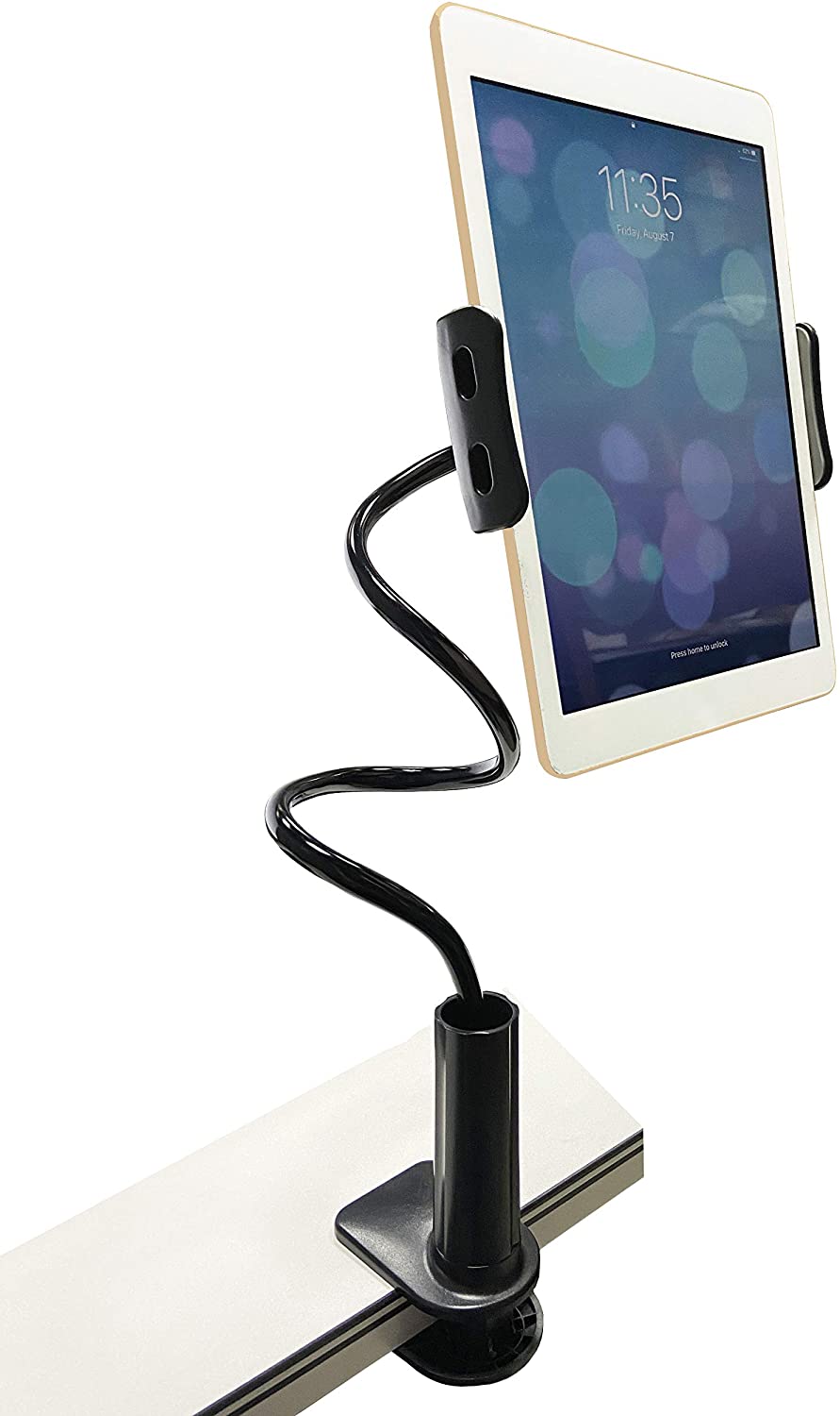 Long Arm Tablet Stand Adjustable Aluminum Tablet Phone Holder Loading Up to 3KG Desk/Bed Bracket for iPhone iPad Pro 4-12.9‘’: T2 Black