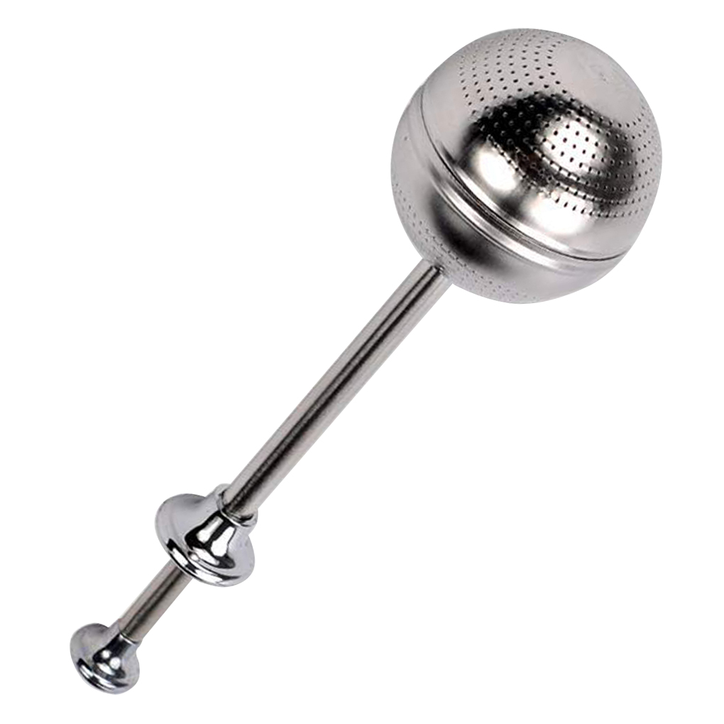 Aço inoxidável portátil push lidar com chá infusor bola de chá micro buraco imprensa filtro de chá folha solta especiarias temperos filtro: Default Title