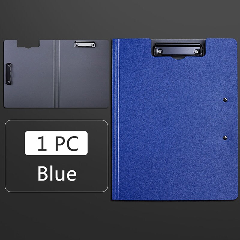 A4 File Folder Clipboard Writing Pad Memo Clip Board Double Clips Test Paper Storage Organizer School Supplies Office Stationary: Blue