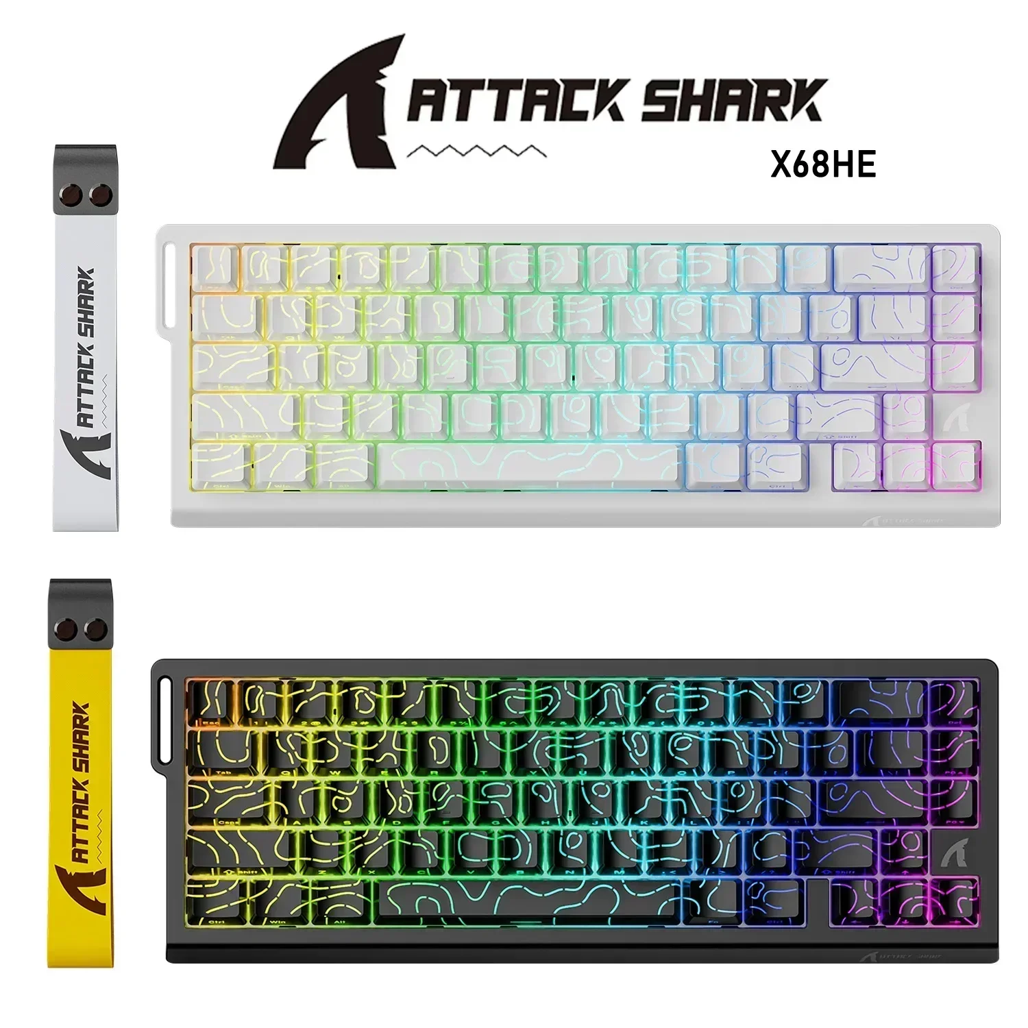 ATTACK SHARK X68HE Magnetyczna klawiatura mechaniczna 8K Low Delay E-Sports Gaming Keyboard RGB 0.01mm RT Accuracy PC Akcesoria Prezent