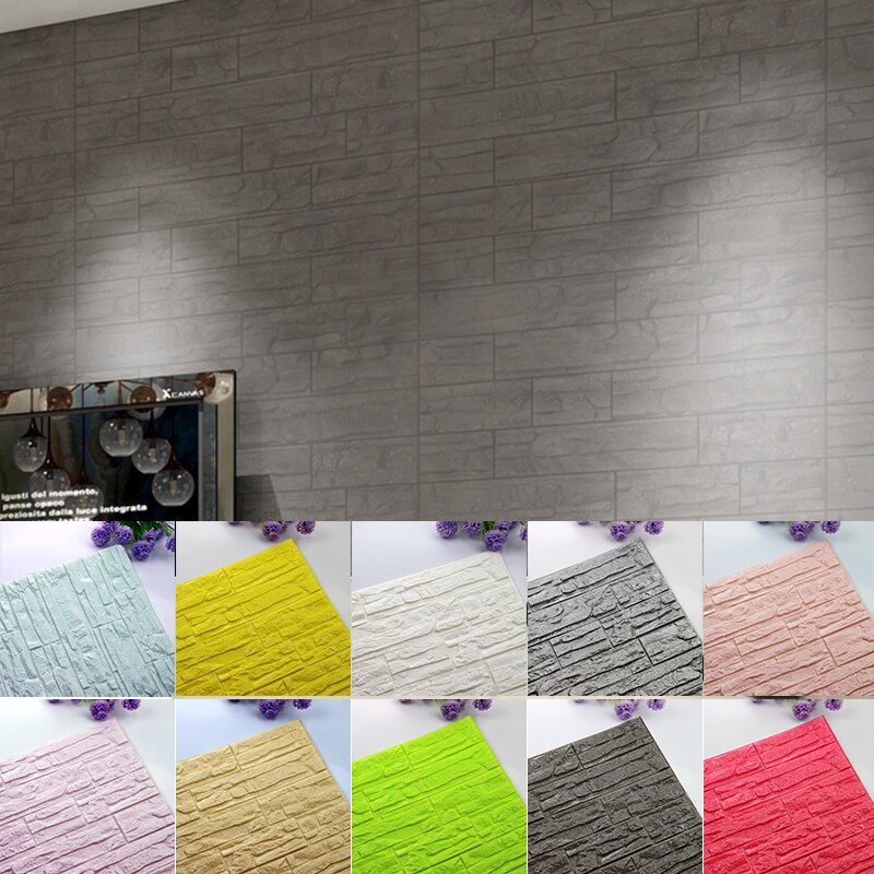 3D Stone Wall Stickers Living Room Decor DIY Self-Adhesive Panels Foam Waterproof Covering Wallpaper For Home TV Background Kids