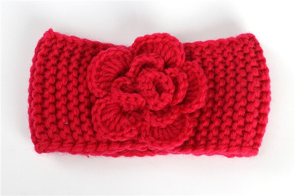Nouvelle doux bébé hiver garder au fleur tricot laine infantile enfants fille bandeau phtographie accessoires bébé cheveux accessoires: rosered