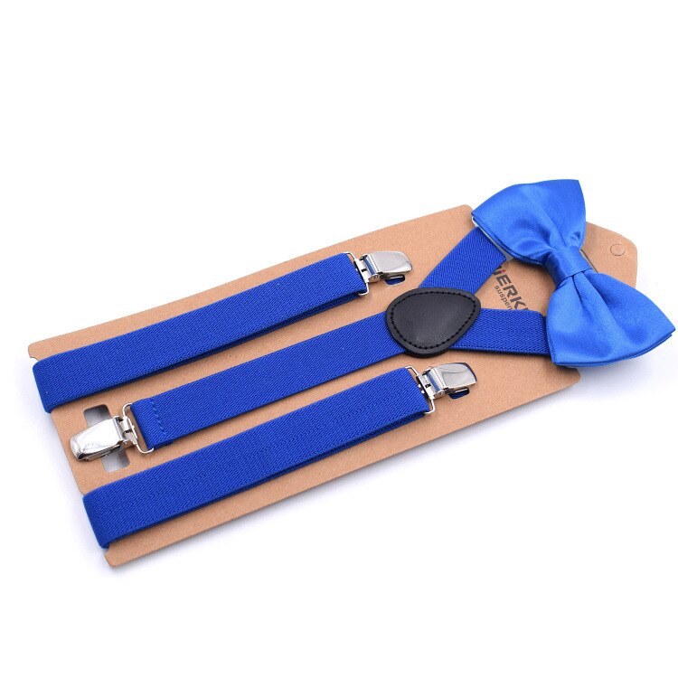 2,5x110 cm Soild Bunte Hosenträger Bowtie einstellen Schön Polyester charmant Y-zurück Hosenträger Erwachsene Schmetterling Gürtel Bogen krawatte Einstellbare: Blau