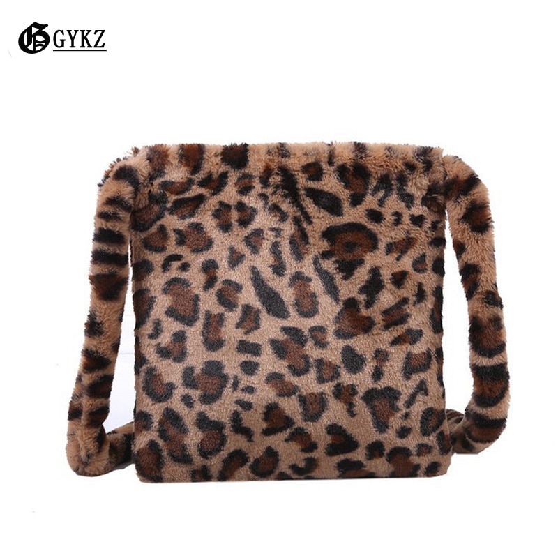 Bags for Women Leopard Print Crossbody Plush Soft Casual Shoulder Messenger Fluffy Female Handbag