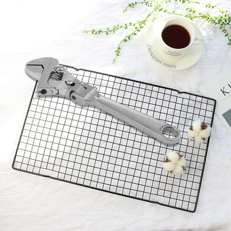 8 Inch Adjustable Ratchet Wrench Folding Handle Dual-Purpose Pipe Wrench Spanner Key Hand Tool