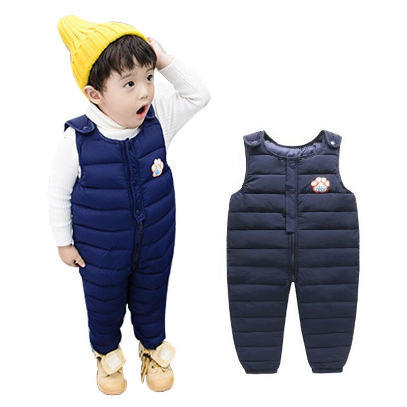 décontracté bébé garçons fille combinaison barboteuse pour enfants salopette hiver épaissi pantalon solide vent preuve vers le bas pantalon