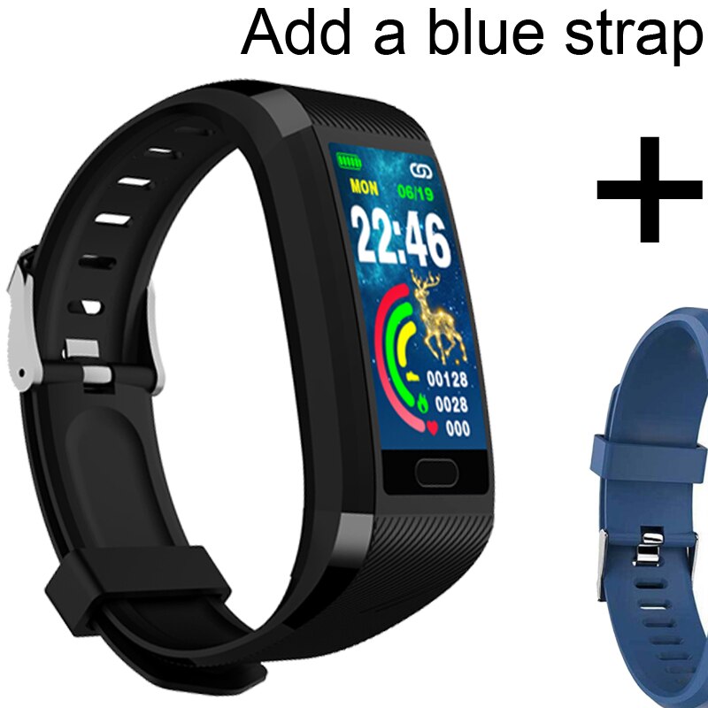 118plus Smart Wristband Fitness Bracelet Oxygen Blood Pressure Monitor Smart Bracelet Heart Rate Tracker Sport Smart Band Watch: Add blue strap