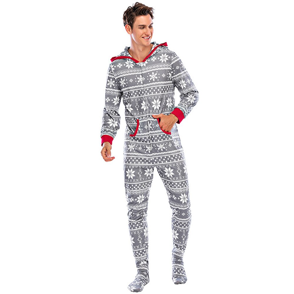 Pijama de manga larga con impresión del alce de Navidad para hombre, mono de Sport de algodón suave, ropa de dormir, ropa de casa de talla grande para Otoño e Invierno